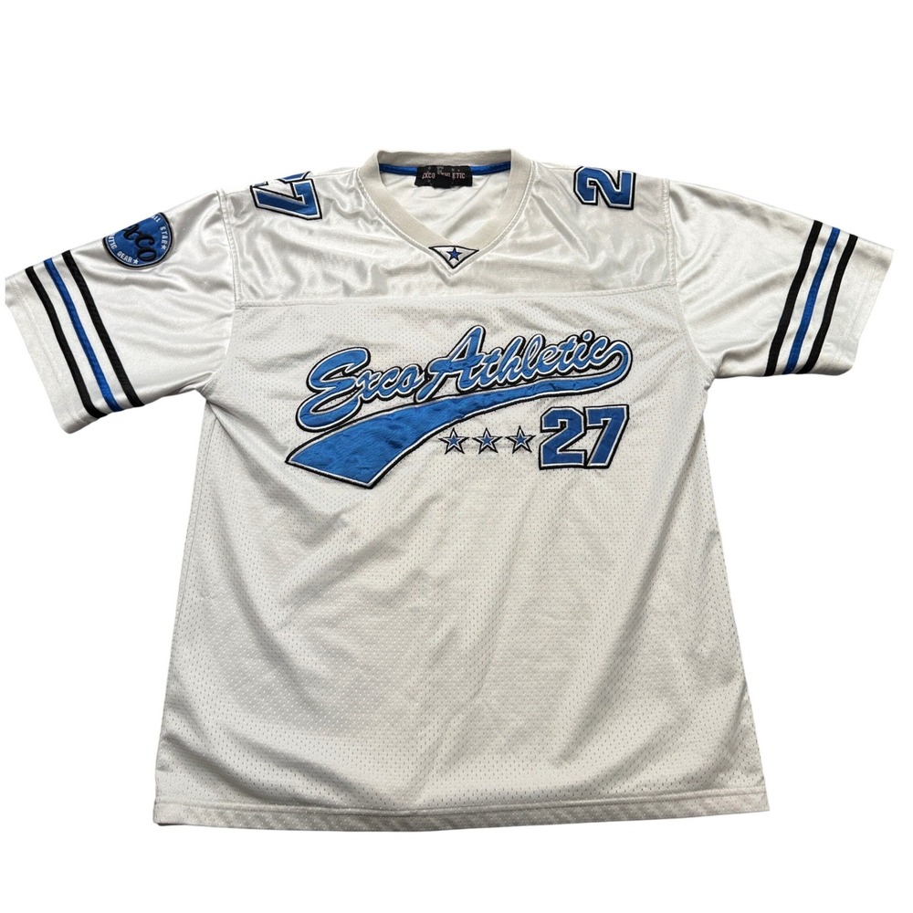 Exco Athletic Jersey Men's Small White Embroidered Mesh Football Activewear Y2K
